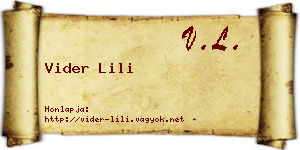 Vider Lili névjegykártya